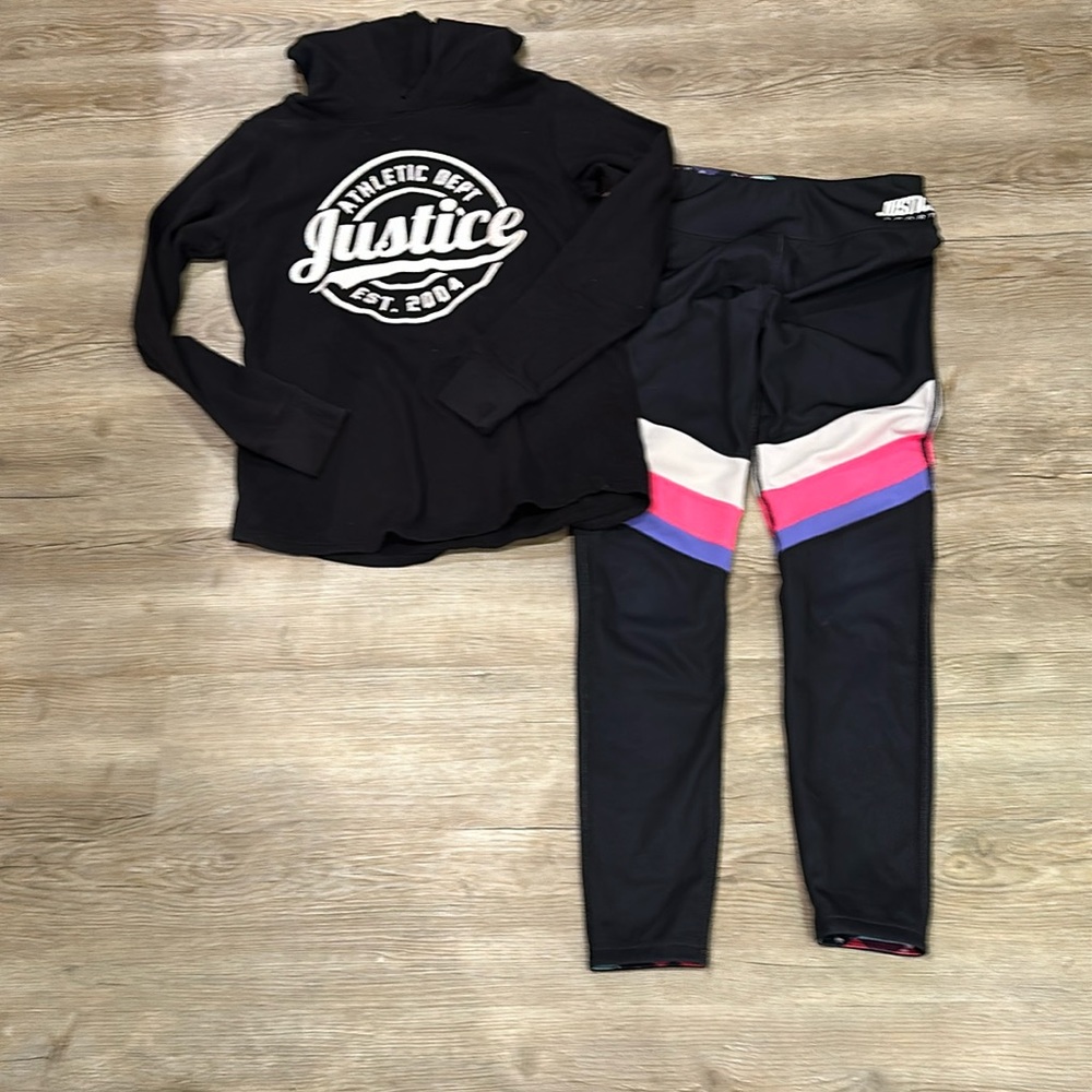 Girls size 12 Justice hoodie and sport leggings